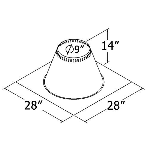 Shasta Vent All-Fuel HT Ventilated Flat Roof Flashing - For 6-Inch Inner Diameter Shasta Vent