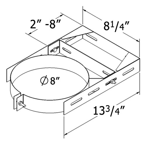 Shasta Vent All-Fuel HT Adjustable Wall Bracket - For 6-Inch Inner Diameter Shasta Vent