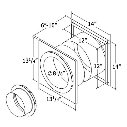 Shasta Vent All-Fuel HT Wall Thimble And Finishing Collar - For 6-Inch Inner Diameter Shasta Vent