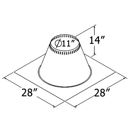 Shasta Vent All-Fuel HT Ventilated Flat Roof Flashing - For 8-Inch Inner Diameter Shasta Vent