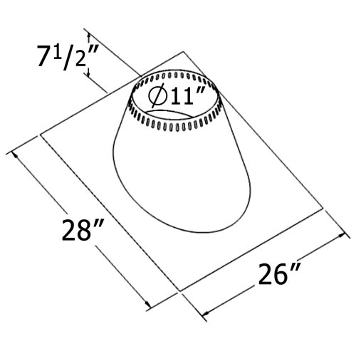 Shasta Vent All-Fuel HT Ventilated 0/12 to 6/12 Pitch Roof Flashing - For 8-Inch Inner Diameter Shasta Vent