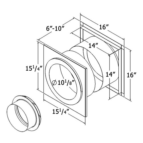 Shasta Vent All-Fuel HT Wall Thimble And Finishing Collar - For 8-Inch Inner Diameter Shasta Vent