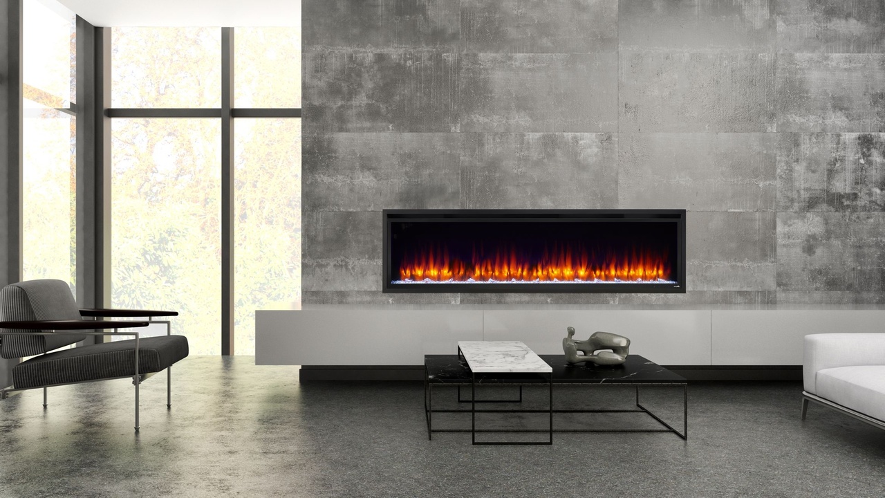 Simplifire 72 Inch Allusion Platinum Recessed Linear Electric Fireplace