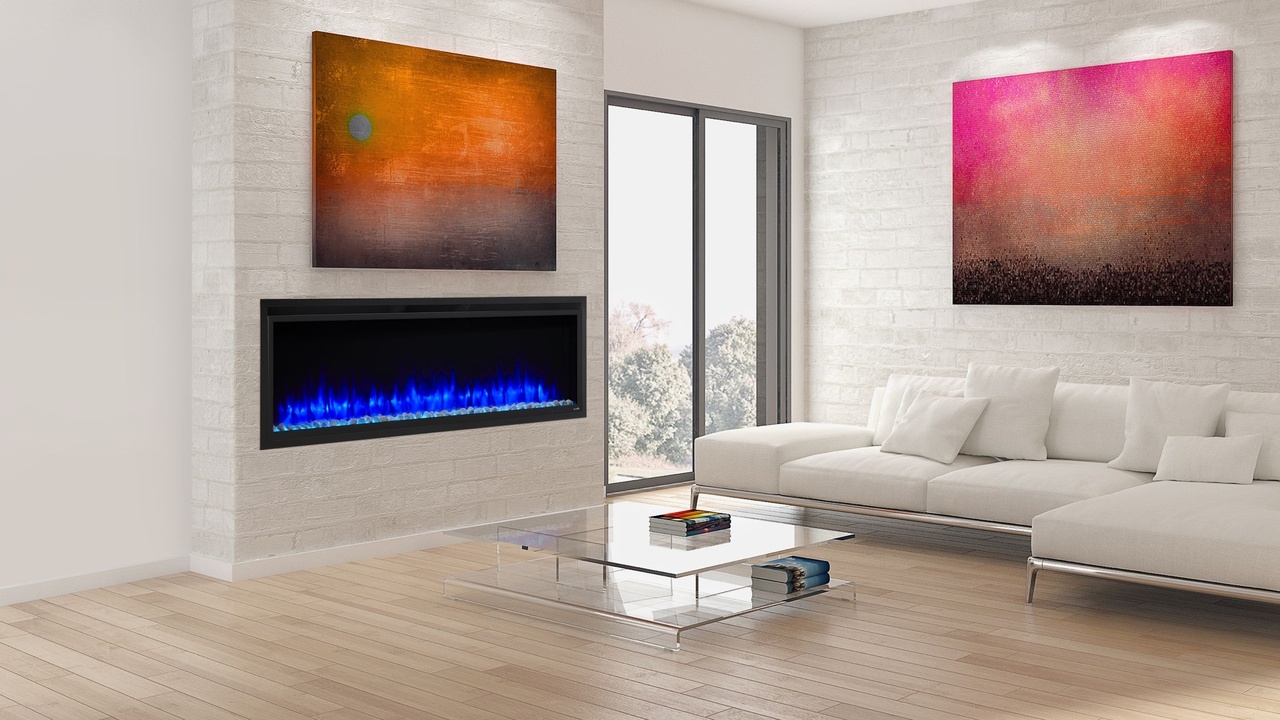 Simplifire 50 Inch Allusion Platinum Recessed Linear Electric Fireplace