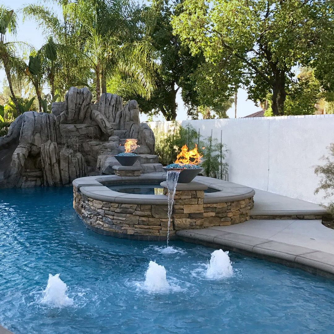 The Outdoor Plus 30 Inch Cazo Hammered Copper Gas Fire and Water Bowl