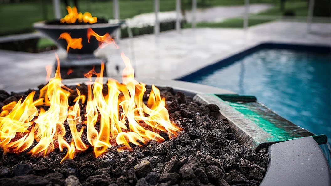 The Outdoor Plus 48 Inch Cazo GFRC Gas Fire and Water Bowl