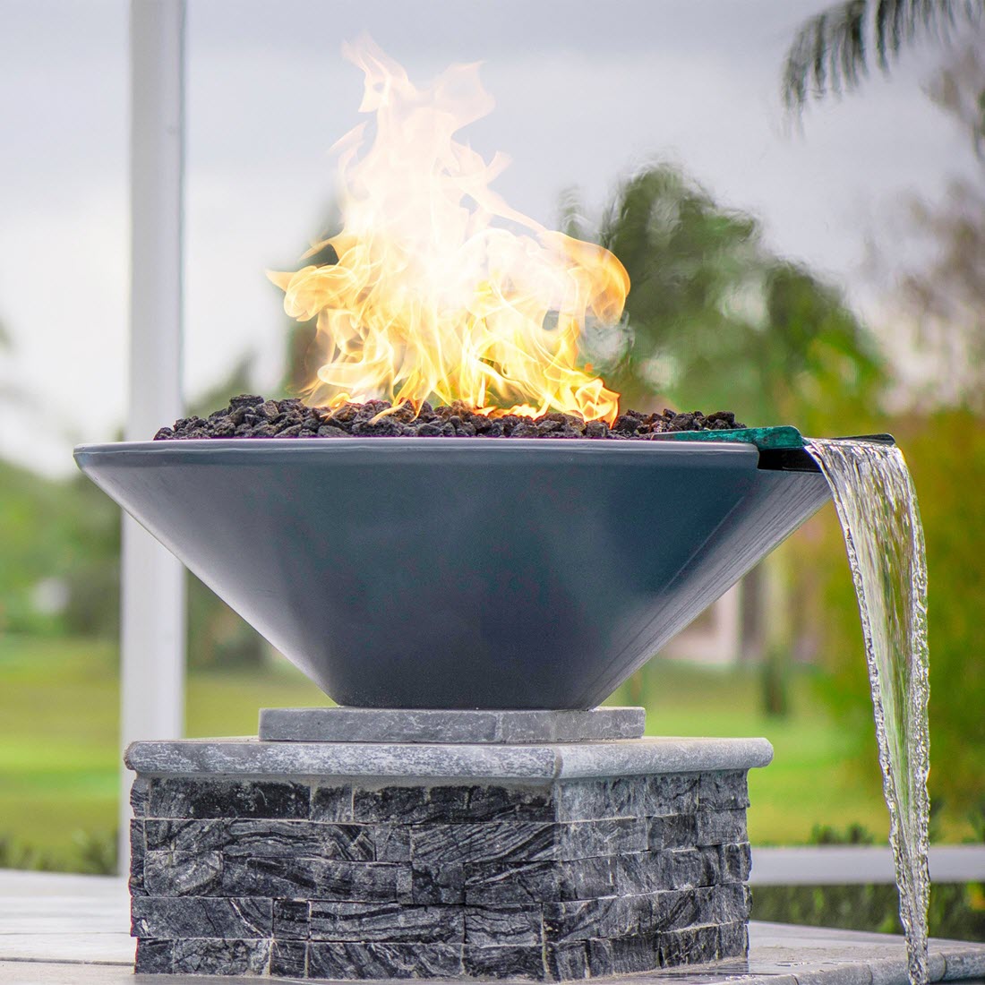 The Outdoor Plus 36 Inch Cazo GFRC Gas Fire and Water Bowl
