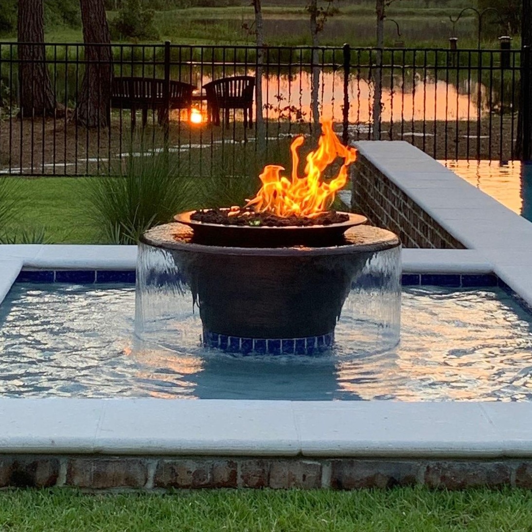 The Outdoor Plus 48 Inch Cazo GFRC 360 Degree Gas Fire and Water Bowl