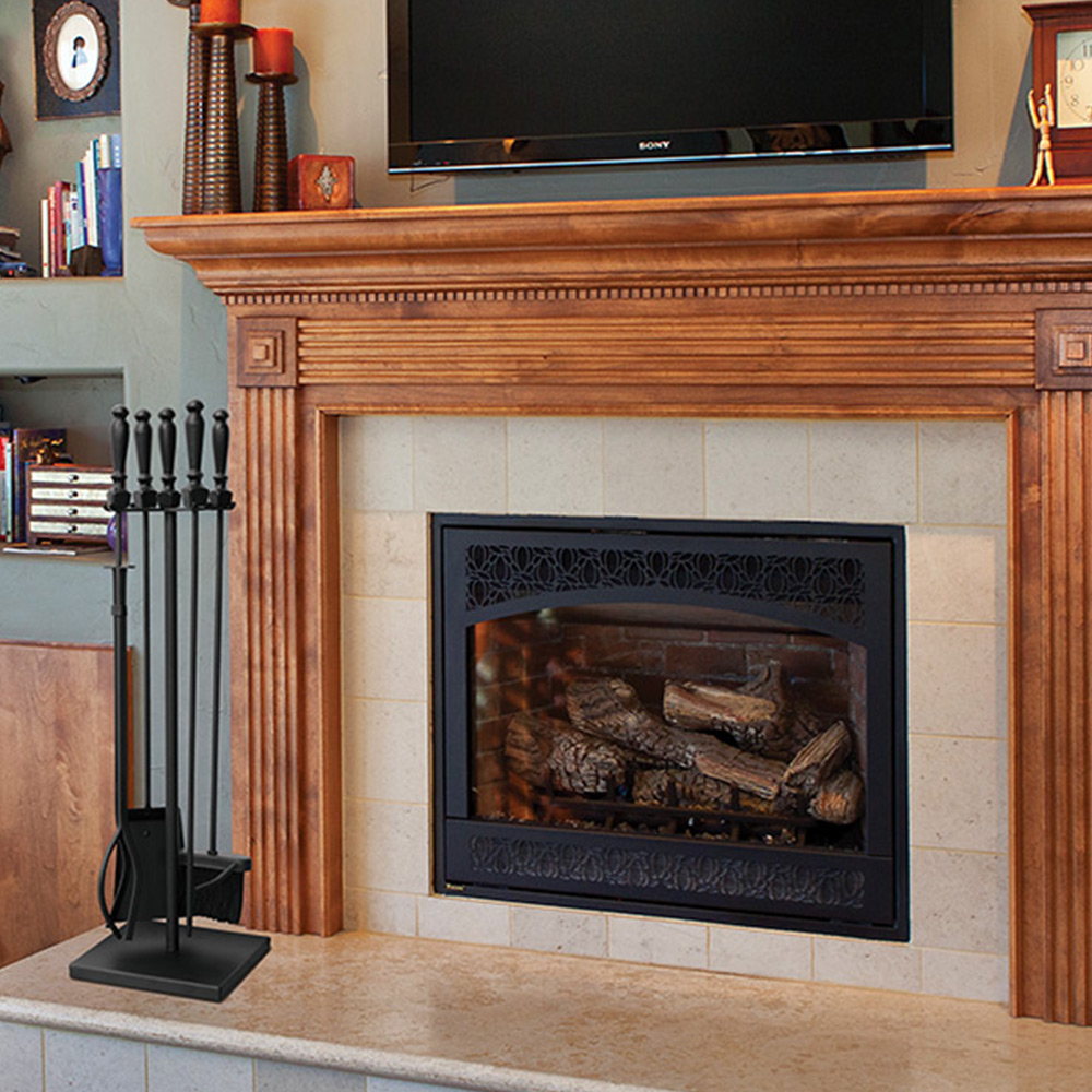 Uniflame 5 Piece Wrought Iron Fireplace Tool Set with Ball Handles