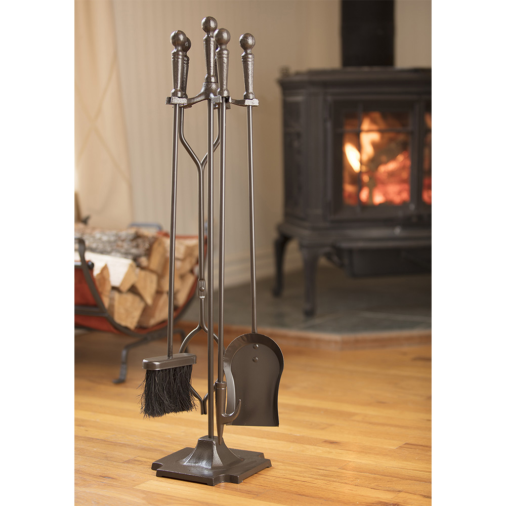 Uniflame 5 Piece Bronze Fireplace Tool Set with Ball Handles