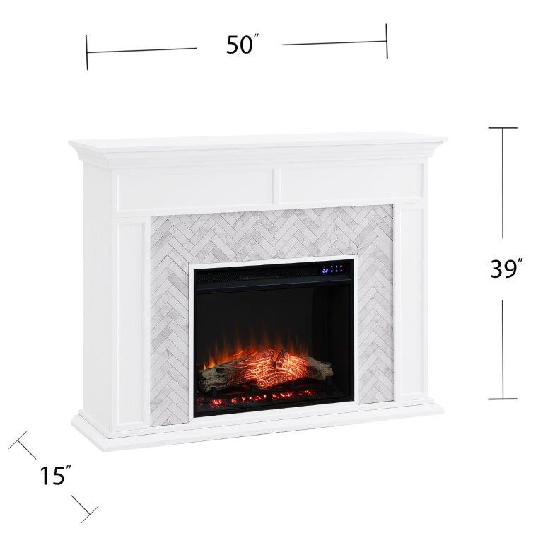 SEI 50 Inch Torlington Electric Fireplace with Marble Tiled Surround