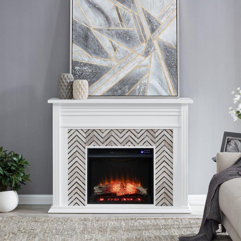 SEI 50 Inch Hebbington Electric Fireplace with Marble Surround