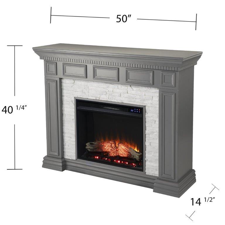 SEI 50 Inch Dakesbury Electric Fireplace with Faux Stone Surround
