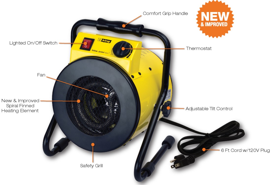 King Electrical Yellow Jacket Mini Portable Heater