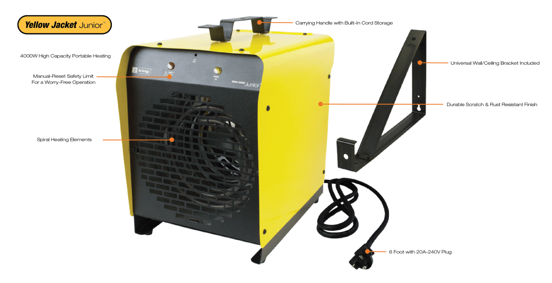 King Electrical Yellow Jacket Junior Portable Garage Heater