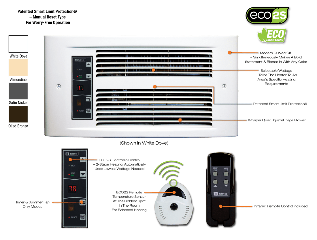 King Electrical Eco Designer Electronic Wall Heater