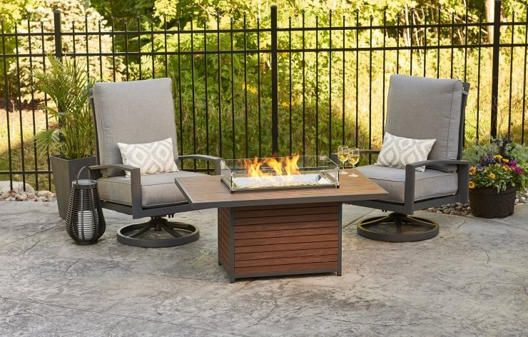 Outdoor Greatroom Company Kenwood Chat Height Rectangular Fire Table