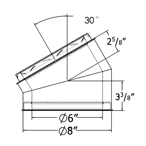 Shasta Vent All-Fuel HT 6-Inch Inner Diameter Stainless Steel Chimney Elbow Kit - 30 Degree