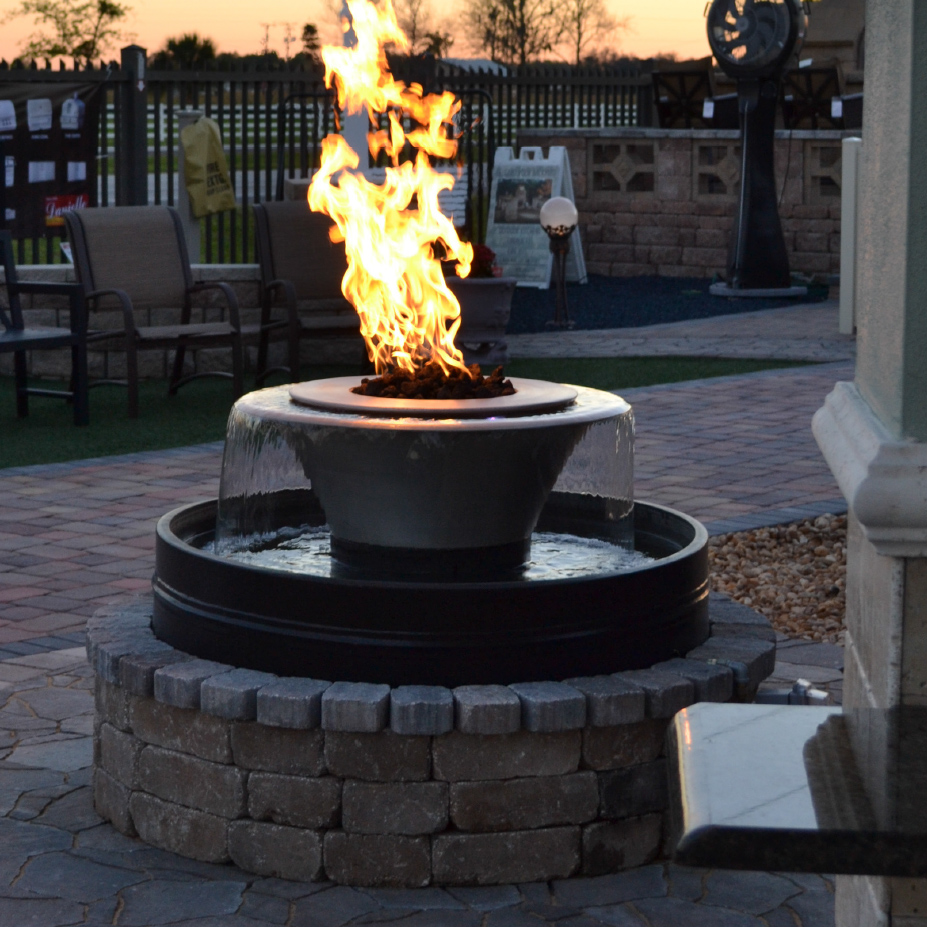 The Outdoor Plus 60 Inch Olympian 360 Degree Gas Fire and Water Fountain