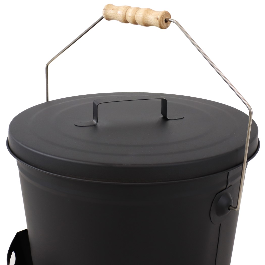 Sunnydaze Black Steel Fireplace Ash Bucket
