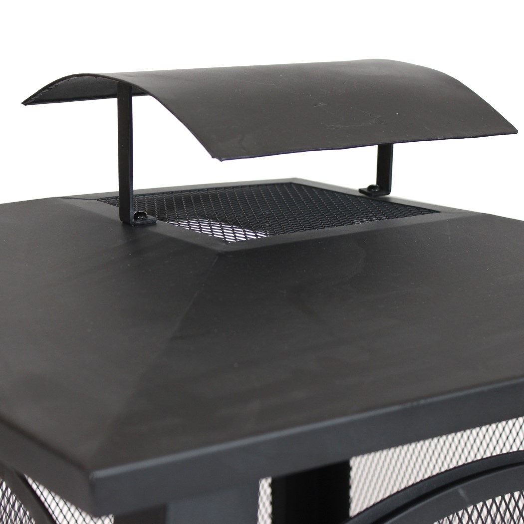 Sunnydaze 32 Inch Black Steel Pagoda Style Outdoor Wood Burning Fire Pit