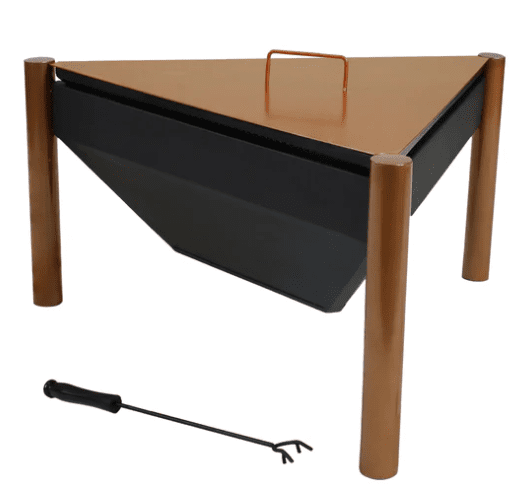 Sunnydaze 31 Inch Black Steel Triangle Outdoor Wood Burning Fire Pit
