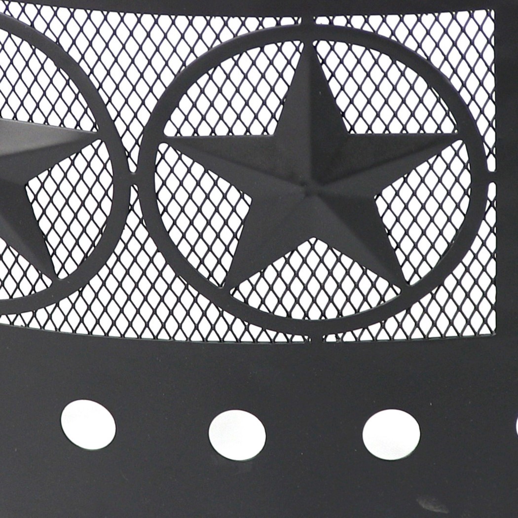 Sunnydaze 36 Inch Black Steel Four Star Cutout Portable Outdoor Wood Burning Fire Pit Ring