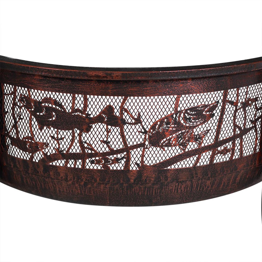 Sunnydaze 30 Inch Bronze Steel Northwoods Fishing Outdoor Wood Burning Fire Pit