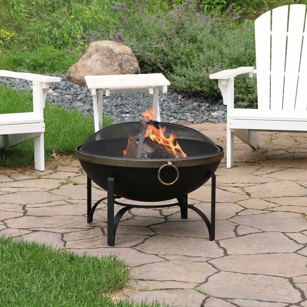 Sunnydaze 26 Inch Black Steel Contemporary Outdoor Wood Burning Fire Bowl