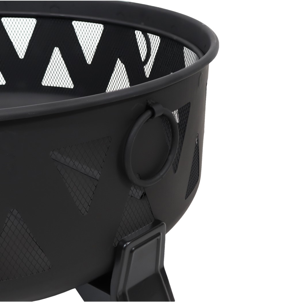 Sunnydaze 34 Inch Black Steel Nordic Inspired Outdoor Wood Burning Fire Pit