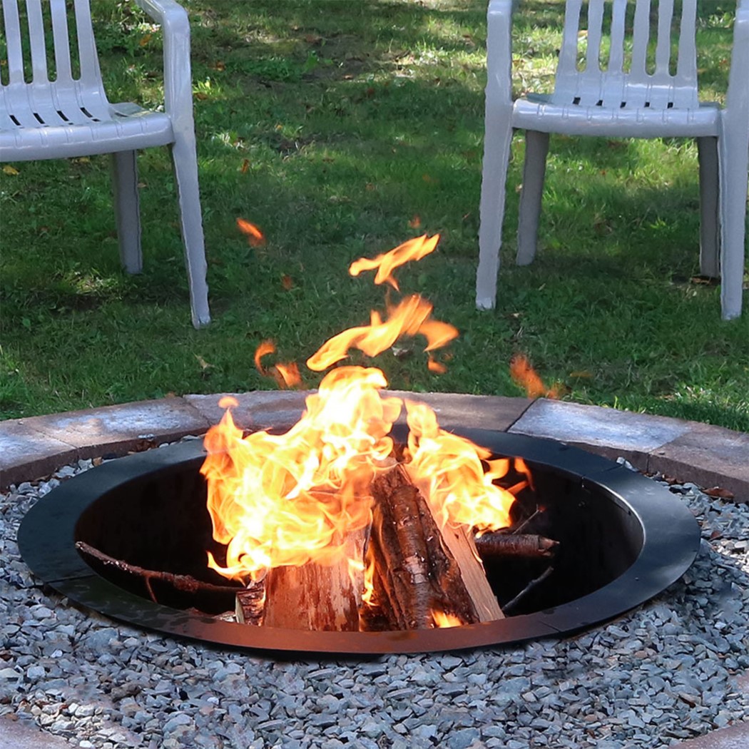 Sunnydaze 39 Inch Black Steel Portable Outdoor Wood Burning Fire Pit Liner Ring