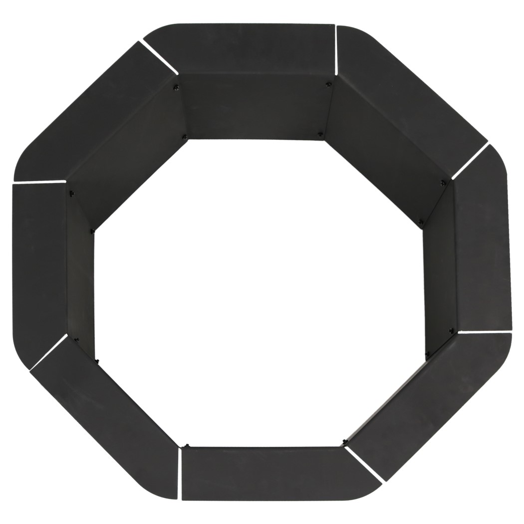 Sunnydaze 38 Inch Octagonal Black Steel Portable Outdoor Wood Burning Fire Pit Liner Ring