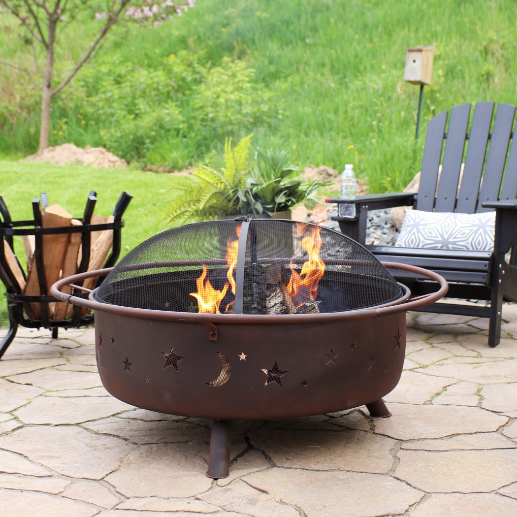Sunnydaze 42 Inch Steel Cosmic Outdoor Wood Burning Fire Pit
