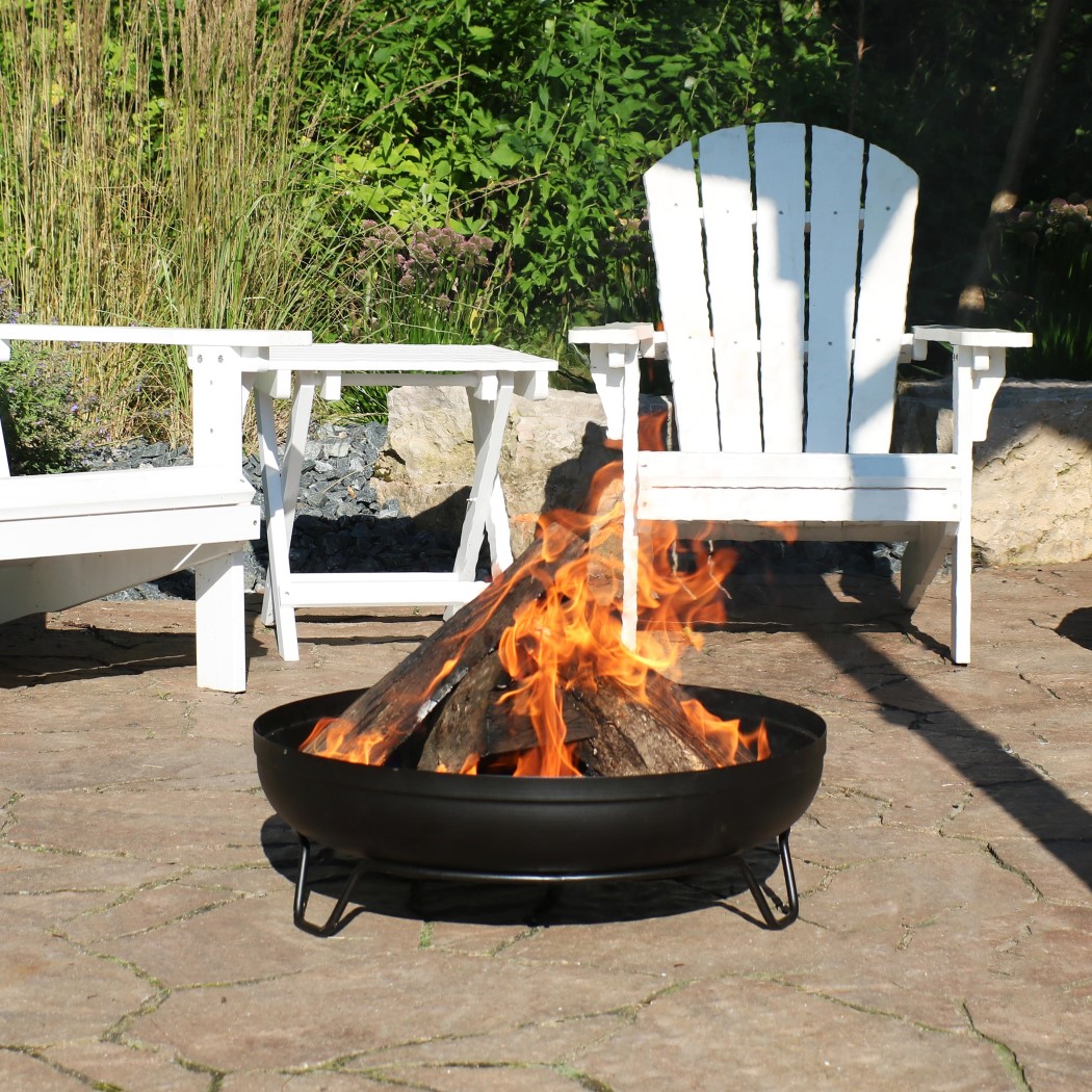 Sunnydaze 23 Inch Black Steel Outdoor Wood Burning Fire Bowl