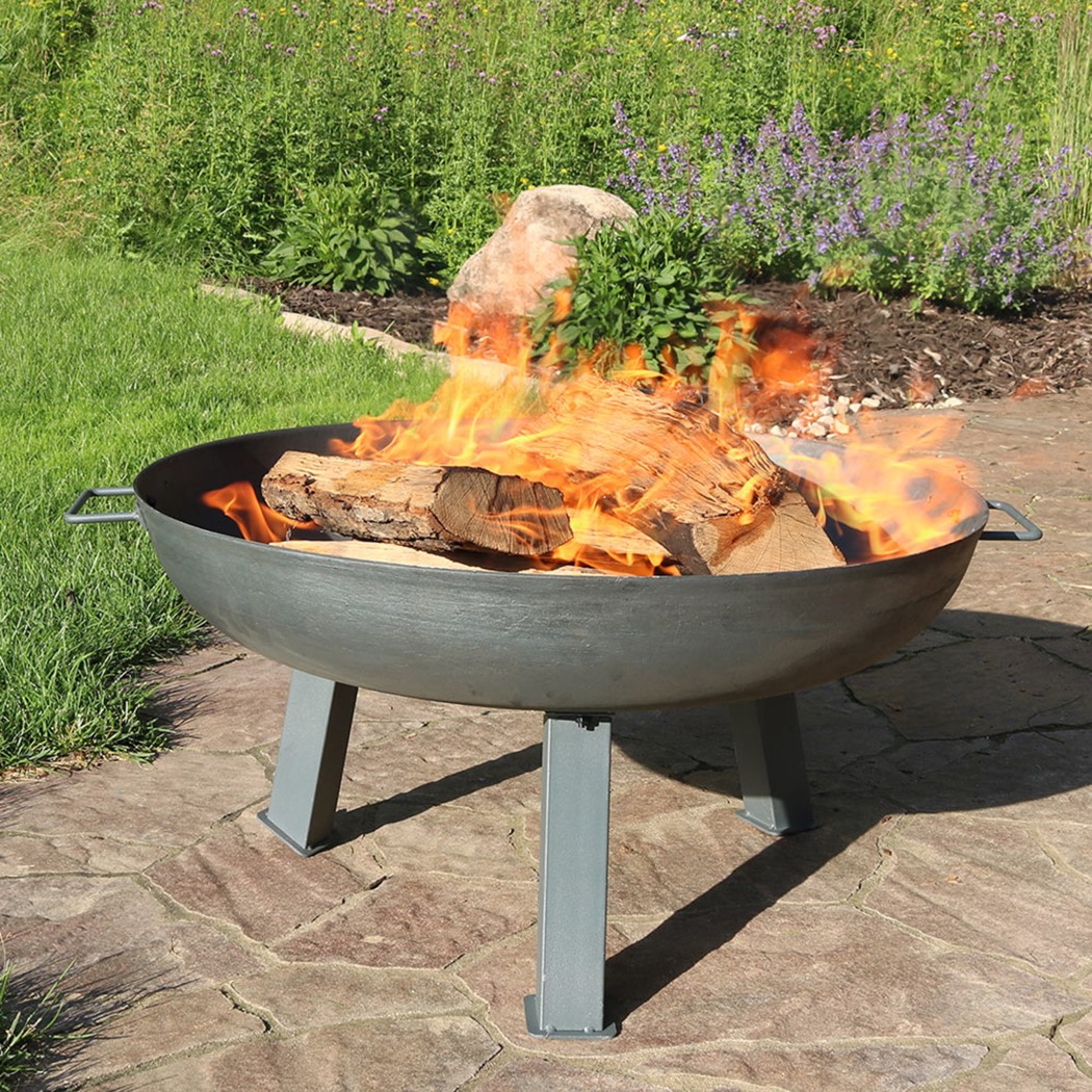 Sunnydaze 30 Inch Cast Iron Rustic Outdoor Wood Burning Fire Bowl