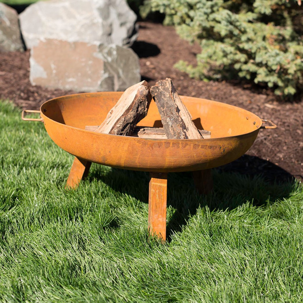 Sunnydaze 30 Inch Cast Iron Rustic Outdoor Wood Burning Fire Bowl