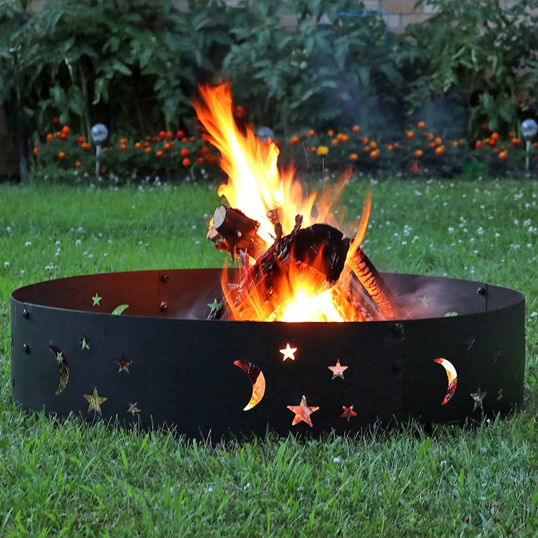 Sunnydaze 36 Inch Black Steel Big Sky Portable Outdoor Wood Burning Fire Pit Ring