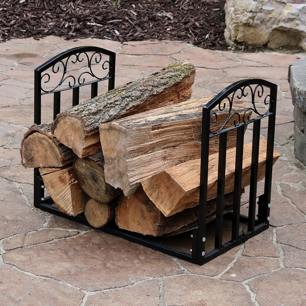 Sunnydaze 2 Foot Black Powder Coated Heavy-Duty Steel Log Rack