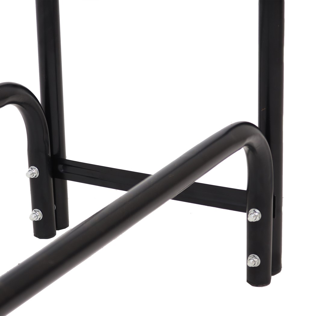 Sunnydaze 4 Foot Black Powder Coated Heavy-Duty Steel Outdoor Log Rack with Polyester Cover