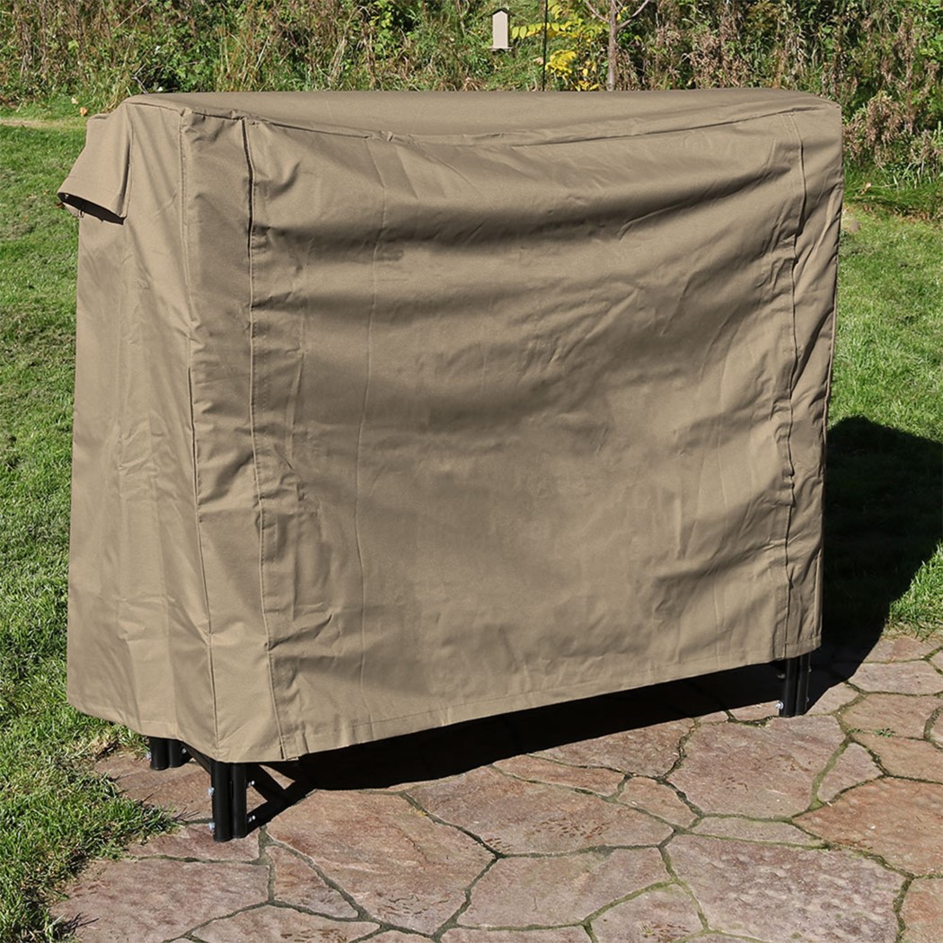 Sunnydaze 4 Foot Black Powder Coated Heavy-Duty Steel Outdoor Log Rack with Polyester Cover
