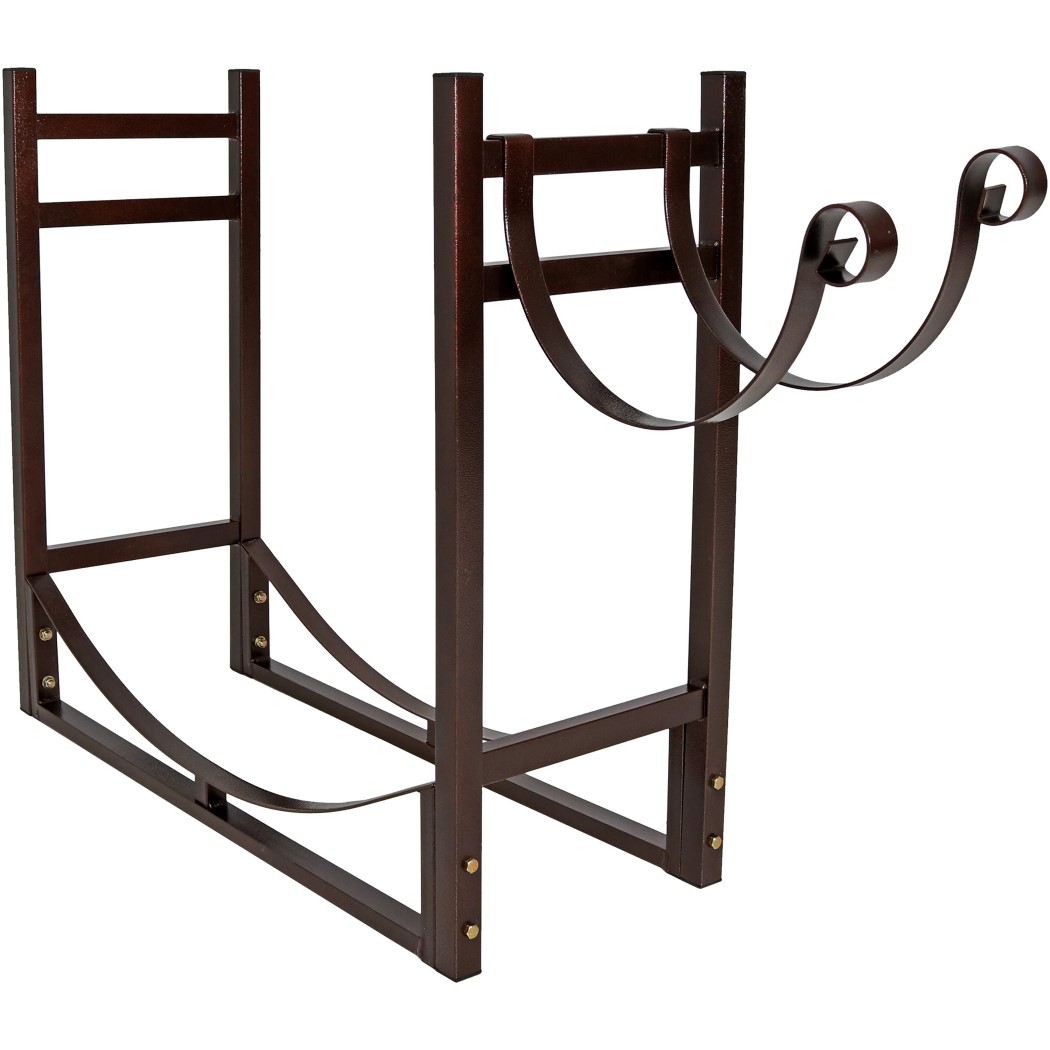 Sunnydaze 33 Inch Powder Coated Steel Log Rack with Kindling Holder