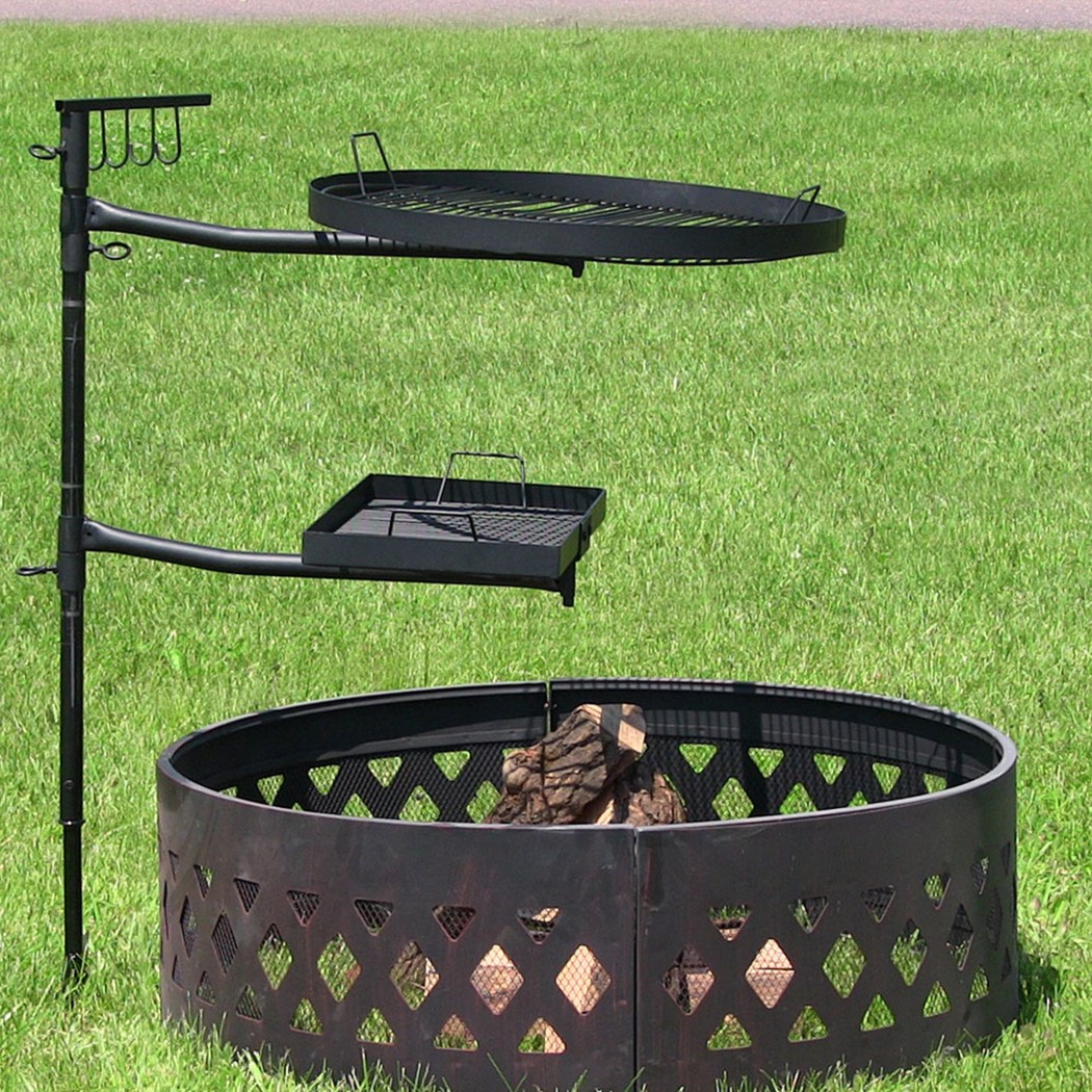 Sunnydaze Black Steel Adjustable Campfire Dual Swivel Grill System