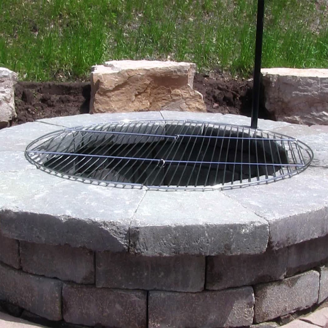 Sunnydaze 36 Inch Round Chrome-Plated Steel Foldable Outdoor Fire Pit Grill Grate