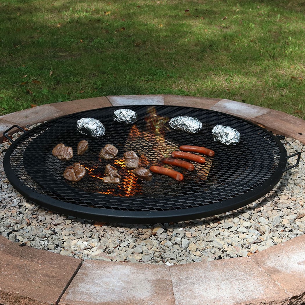 Sunnydaze 40 Inch Round Black Heavy-Duty Steel X-Marks Fire Pit Cooking Grate