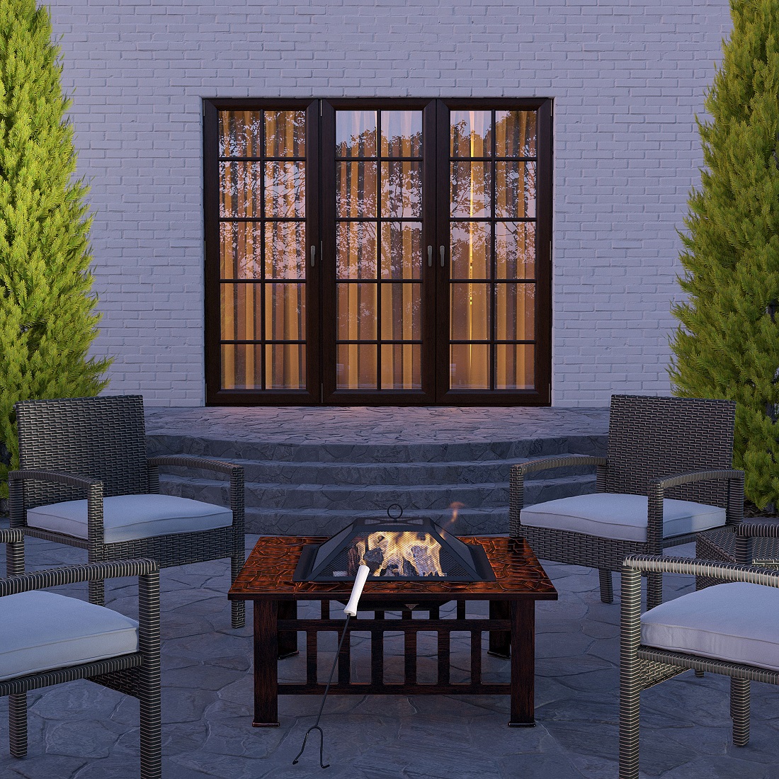 Fire Sense Foxdale Square Wood-Burning Fire Pit