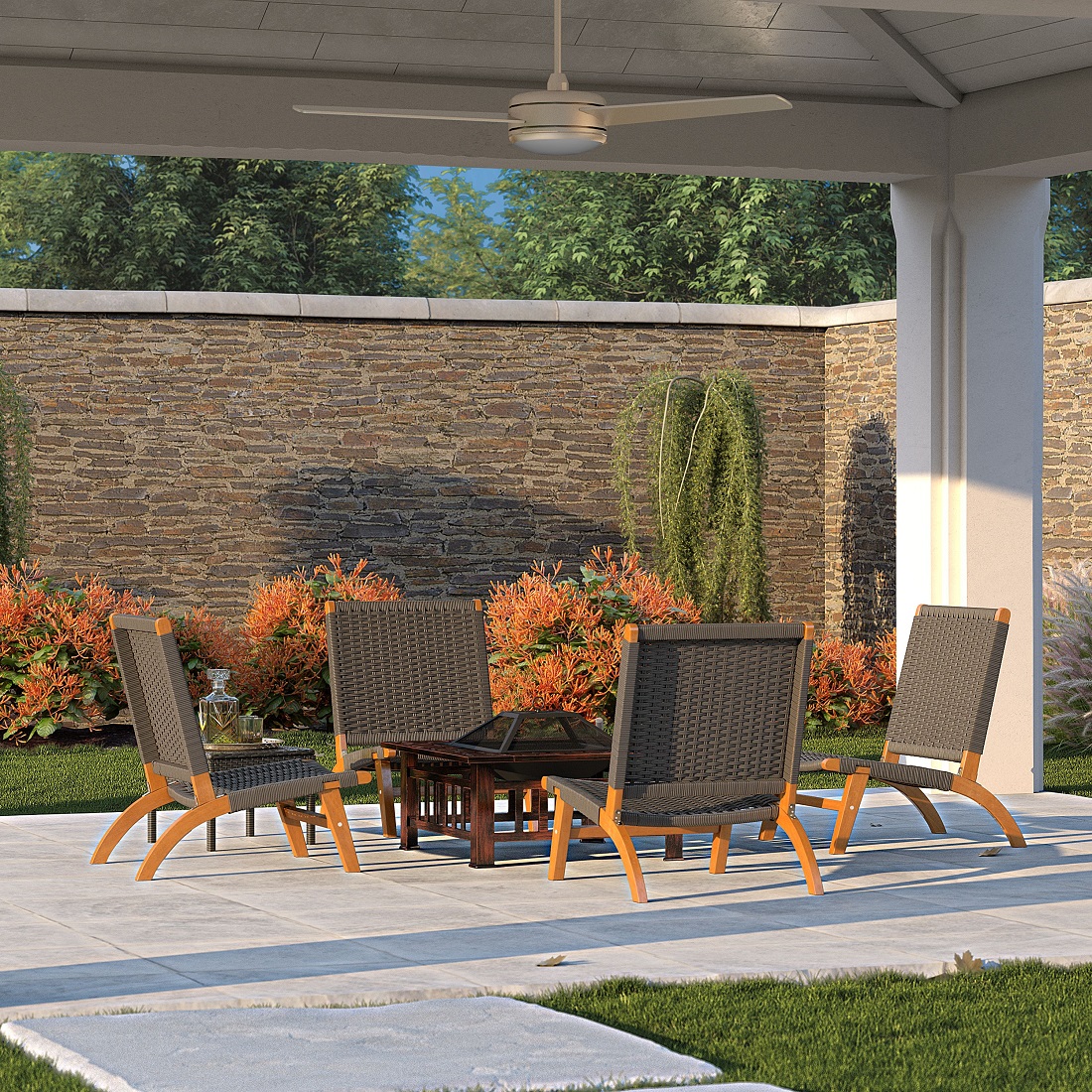 Fire Sense Foxdale Square Wood-Burning Fire Pit