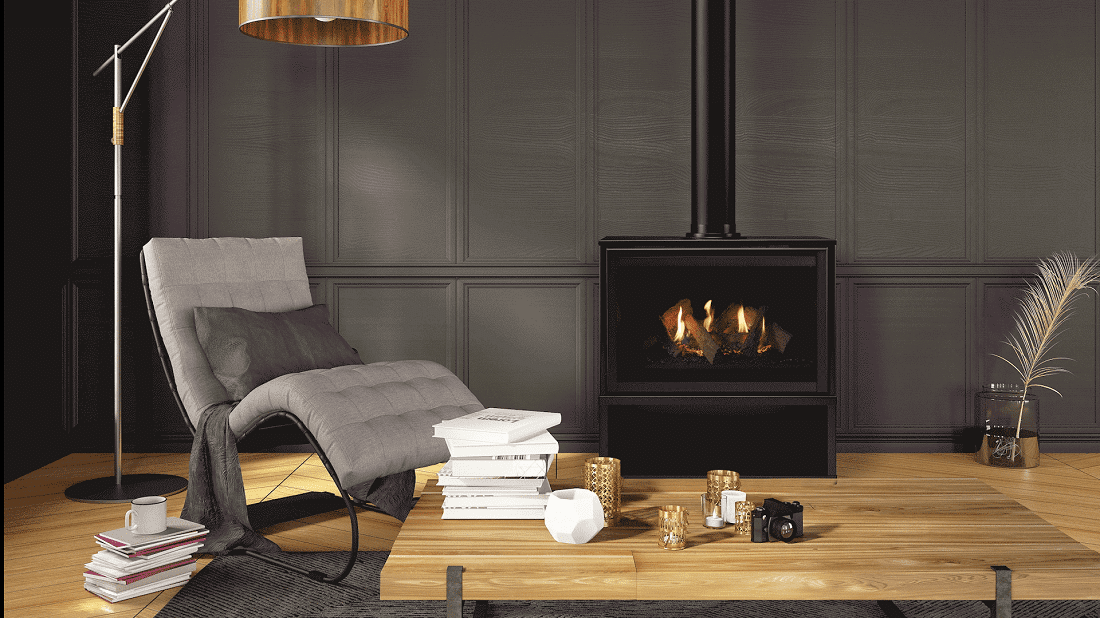 Majestic 30 Inch Ruby Direct Vent Gas Freestanding Fireplace with Intellifire Ignition