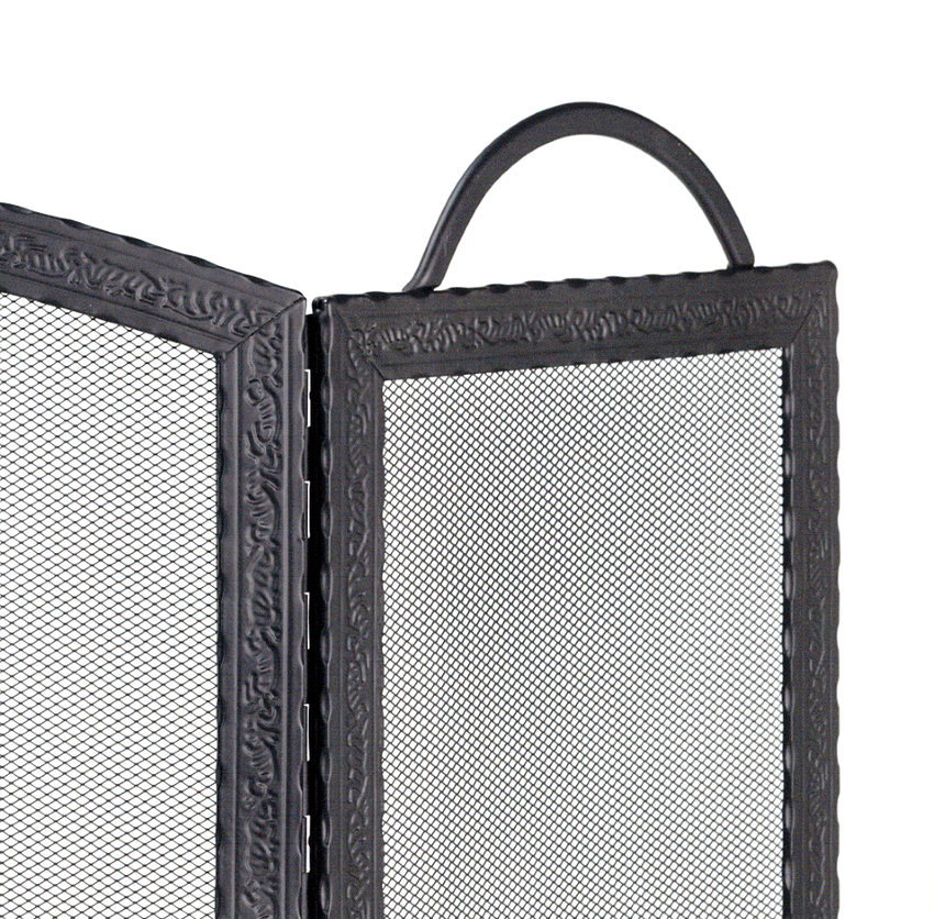 Dagan Three Fold Embossed Wrought Iron Fireplace Screen