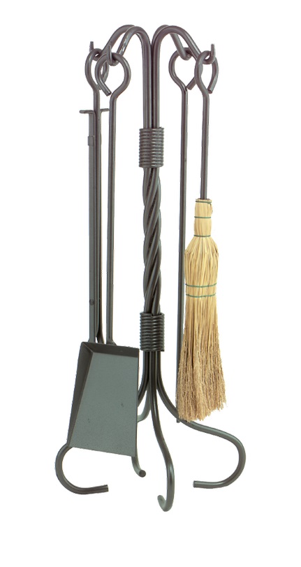 Dagan 30 Inch Four-Piece Twisted Stem Fireplace Tool Set
