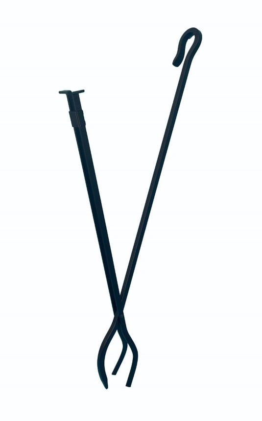 Dagan 39 Inch Extra Long Wrought Iron Three-Way Fireplace Log Tongs